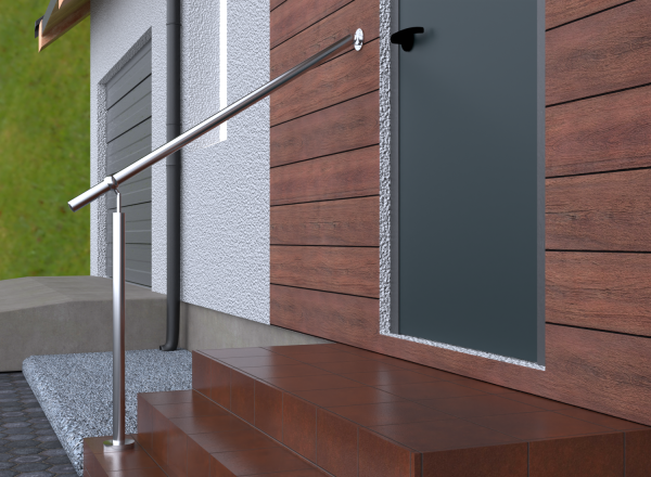Sellon24® Set Edelstahl Eingangsgeländer Treppengeländer Edelstahlgeländer Geländer für Treppen Wandhandlauf Außen Einstellbar